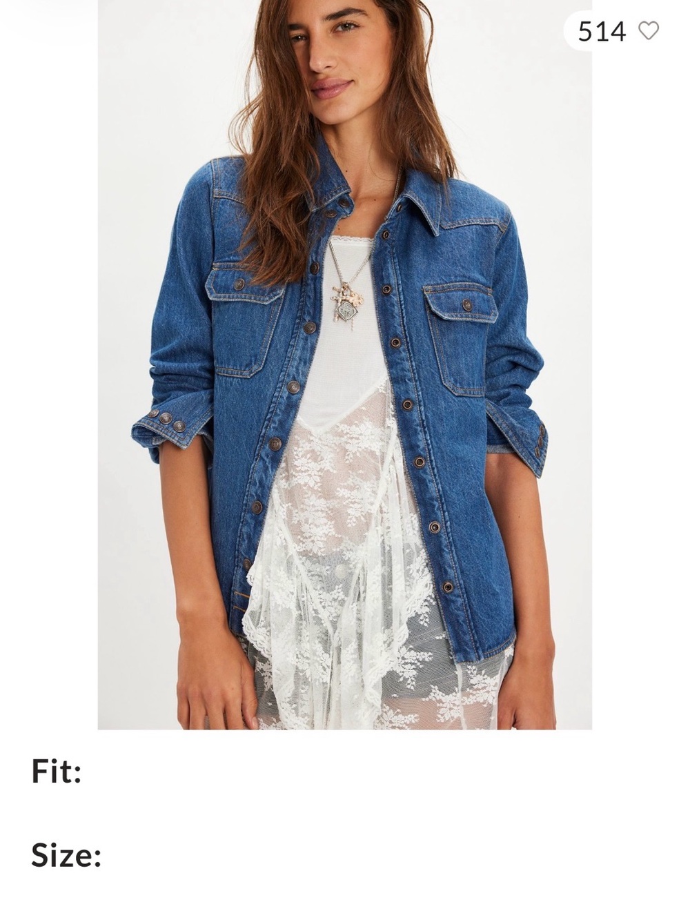 We The Free Blue Denim Button-Front Jacket - Picture 2 of 12
